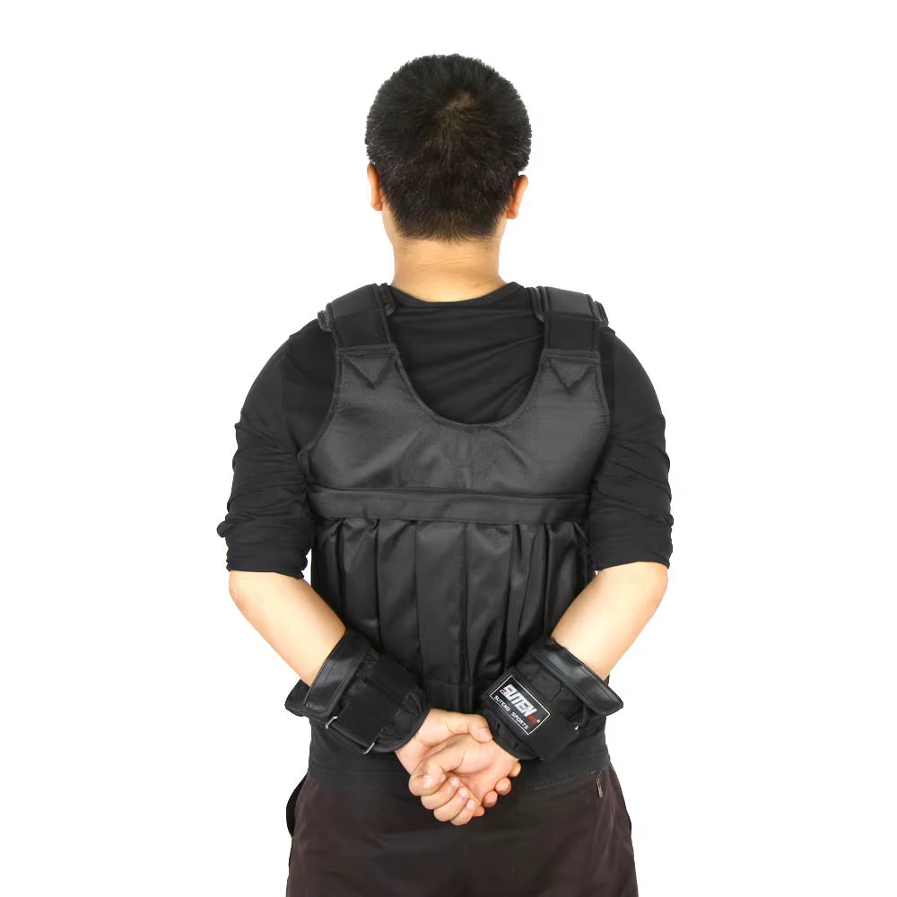 SUTEN 20Kg/50Kg Loading Weighted Vest for Boxing Training Workout Fitness Equipment Adjustable Waistcoat Jacket Sand Clothing