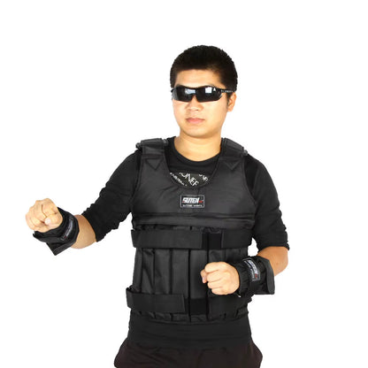 SUTEN 20Kg/50Kg Loading Weighted Vest for Boxing Training Workout Fitness Equipment Adjustable Waistcoat Jacket Sand Clothing